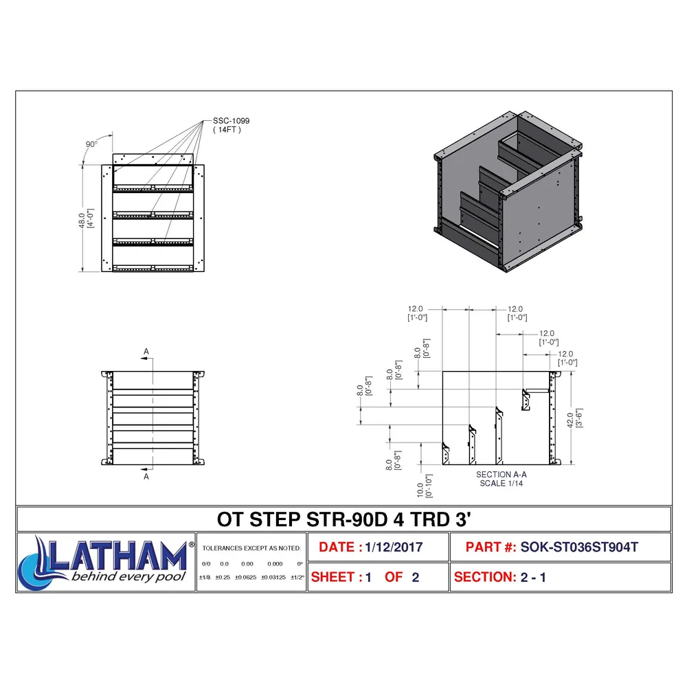 3′ Straight 4-Tread Steel Step