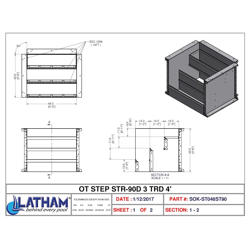 4′ Straight 3-Tread Steel Step