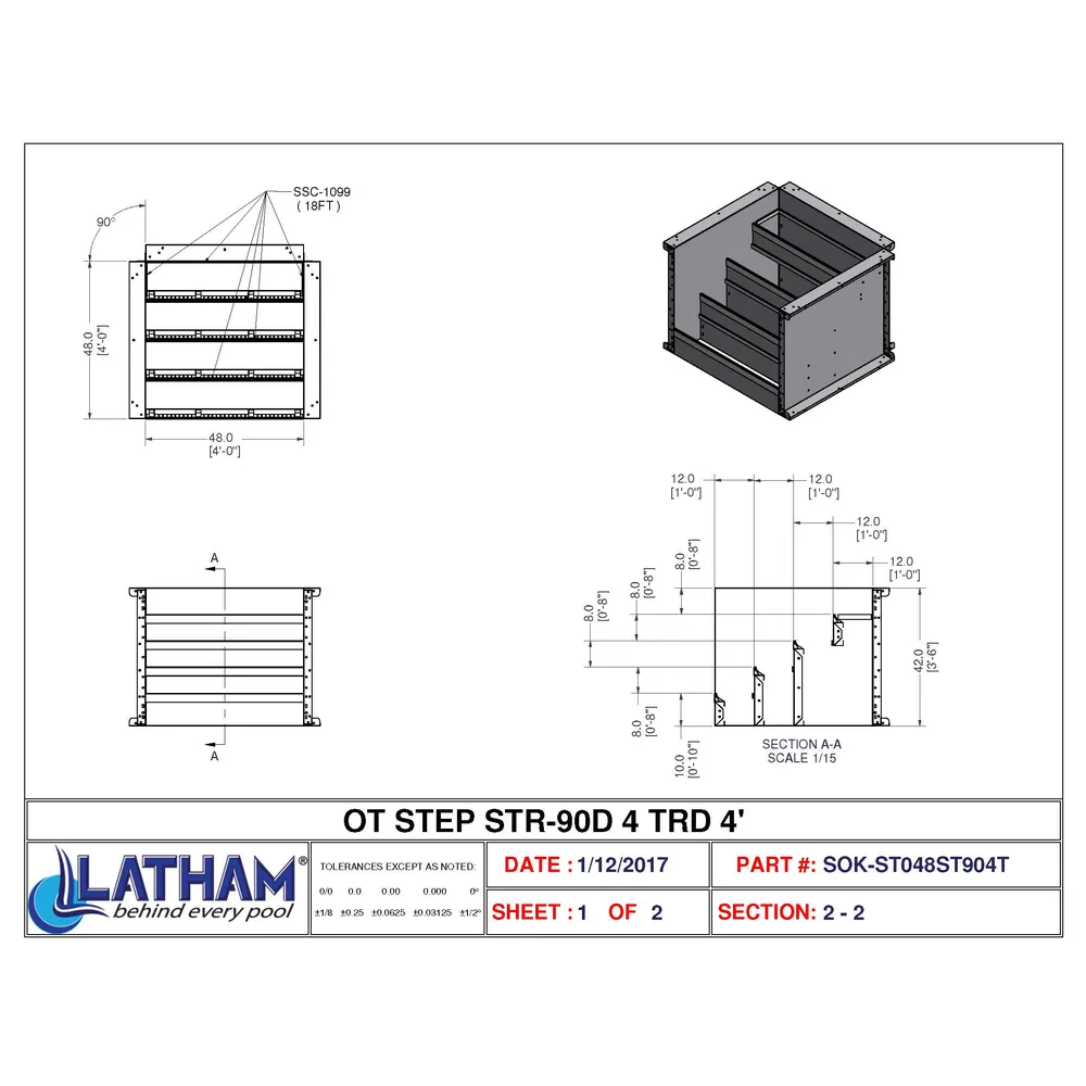 4′ Straight 4-Tread Steel Step