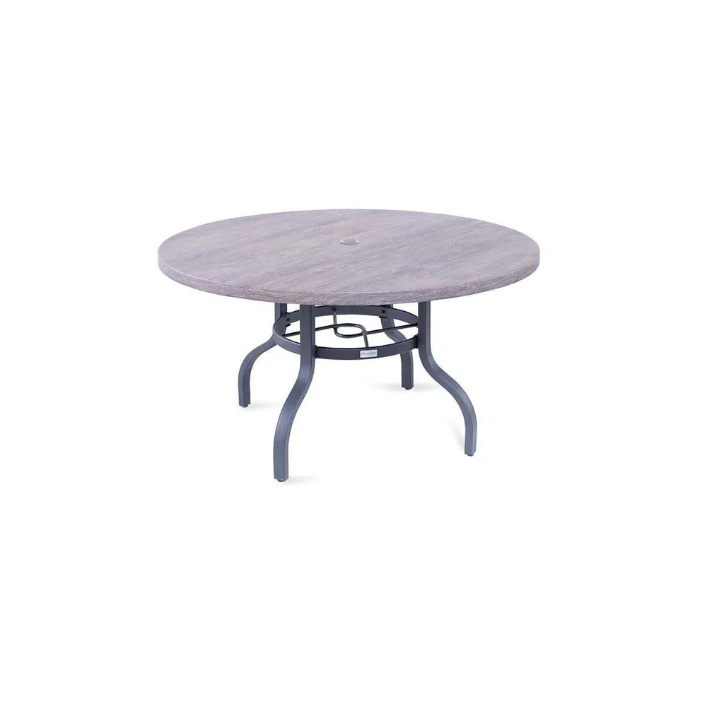 54″ Round Salvaged Lumber Erie Etched Aluminum Table