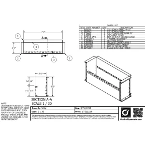 7′ Wide Bench w/Liner Track 6″R for 42″ Wall