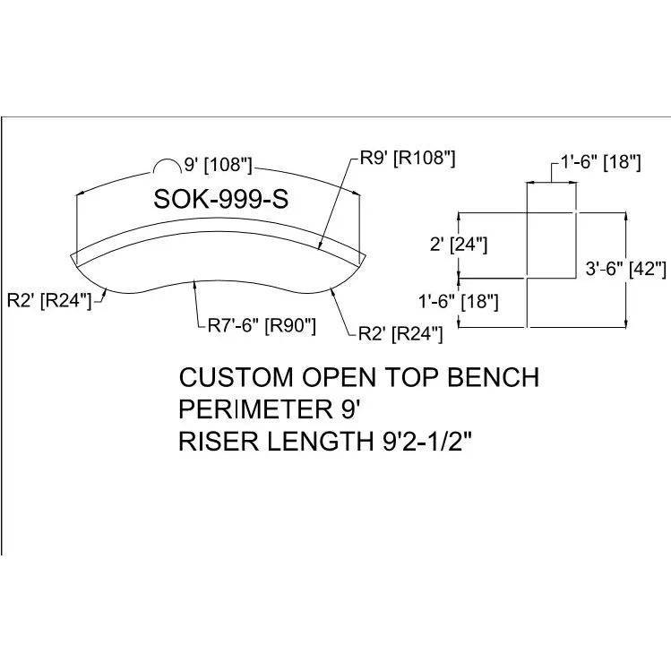 9′ Radius Steel Bench 42″ (9′ of Perimeter)