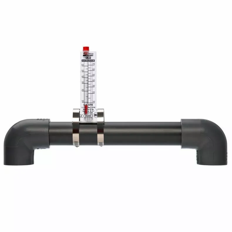 Bue White Top Mount PVC Flow Meter, 4 in.
