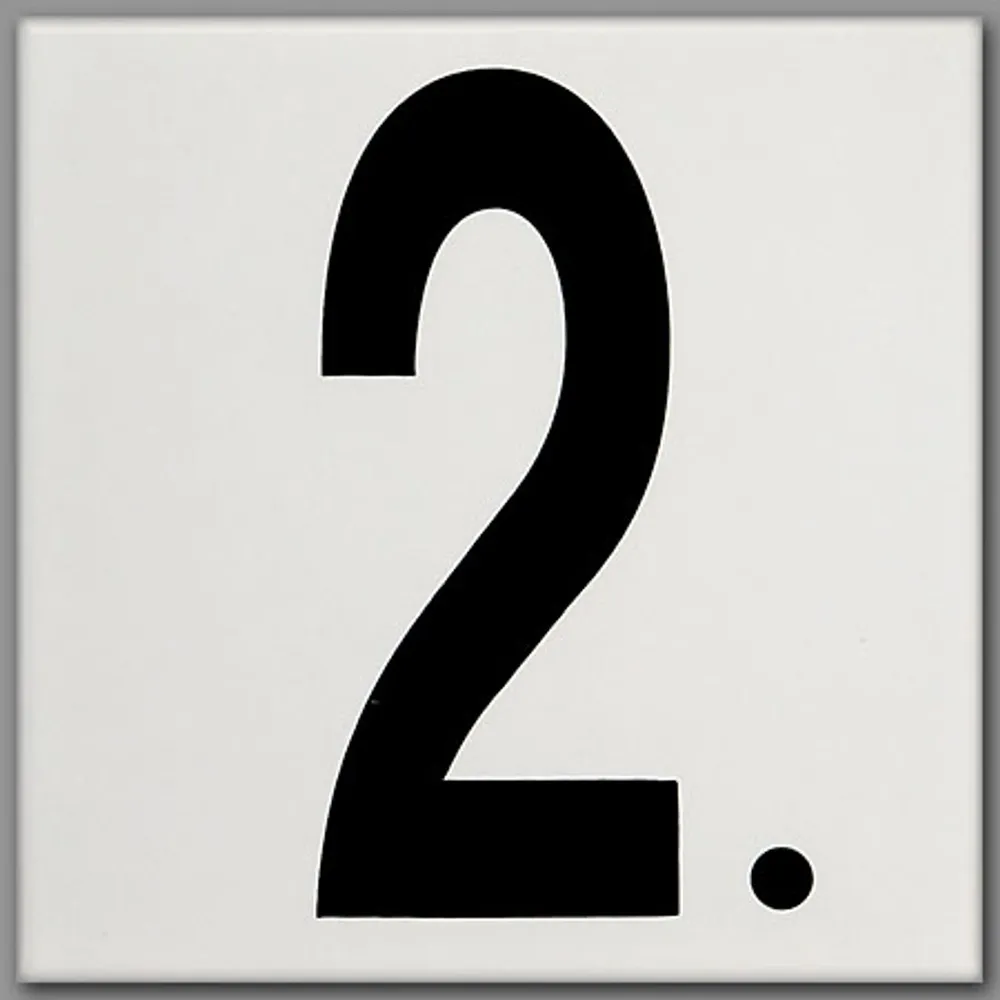 CERAMIC DEPTH MARKER # “2.” BLACK ON WHITE – SMOOTH
