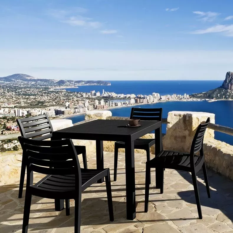 Compamia Ares 5 Piece Resin Square Outdoor Dining Set, Black