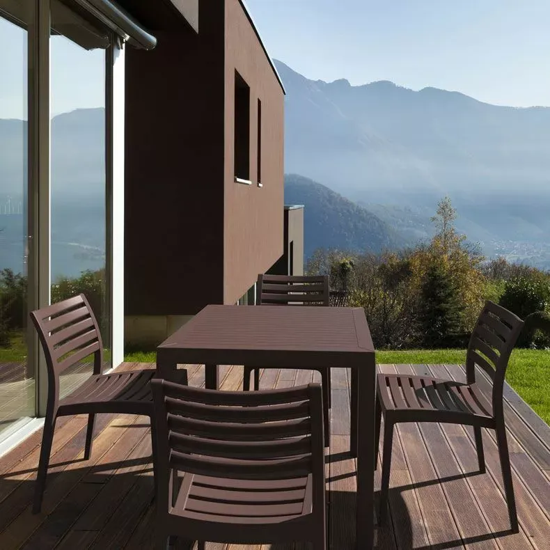 Compamia Ares 5 Piece Resin Square Outdoor Dining Set, Brown