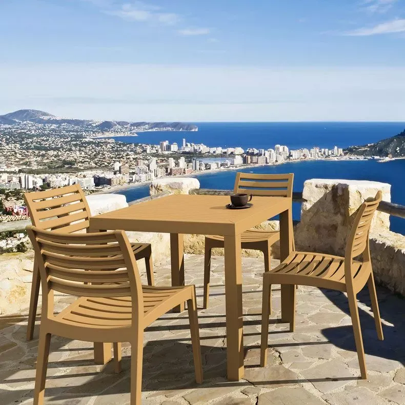 Compamia Ares 5 Piece Resin Square Outdoor Dining Set, Teak