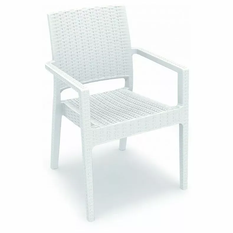 Compamia Ibiza Resin Wickerlook Dining Arm Chair, White
