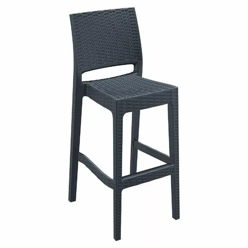 Compamia Jamaica Resin Wickerlook Barstool, Gark Gray