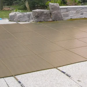 Doheny’s 12 Year Mesh Safety Cover for 16×32 ft Rectangular Pool, Tan