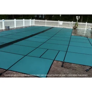 GLI HyPerLite 14′ x 28′ 6R/2R Rect Solid Safety Cover w/4×6 CES & Kl Scrn Drain, Gn