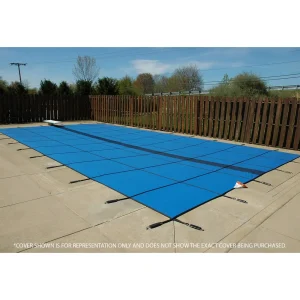 GLI HyPerLite 14′ x 28′ 6R/2R Rect Solid Safety Cover w/Cover Pump, Bl
