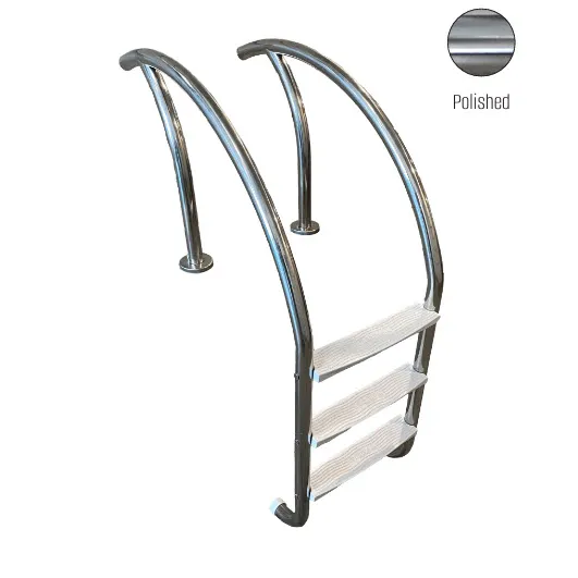 GPP – Modern 3 Step Polished Ladder w/ White Heavy Duty Treads
