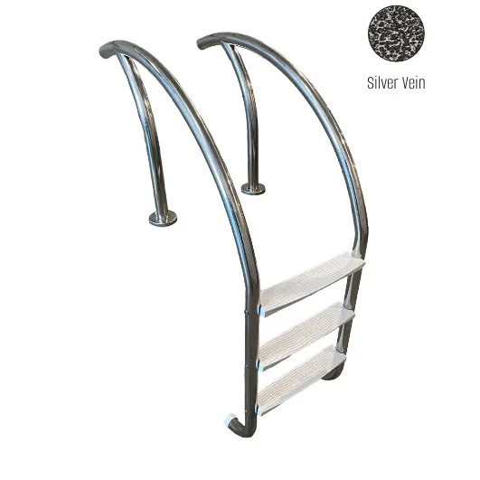 GPP – Modern 3 Step Silver Vein Ladder w/ Grey Heavy Duty Treads – Salt Friendly