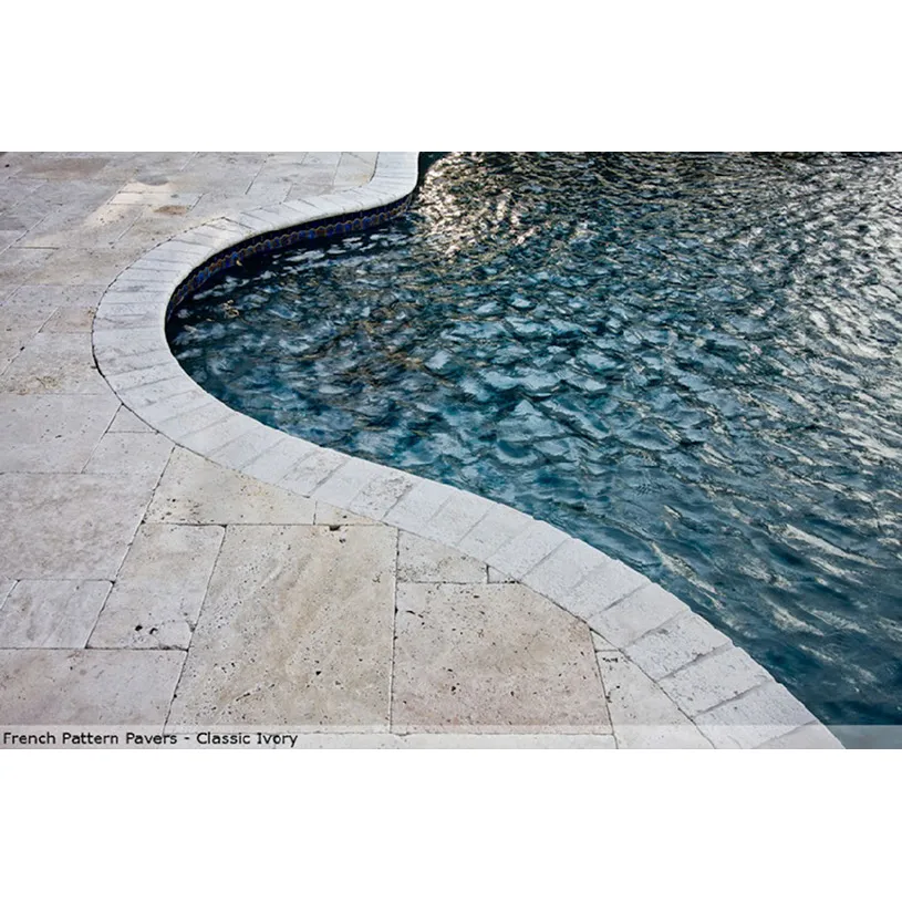 Ivory Travertine Coping 2″ Thickness – Radius Wall