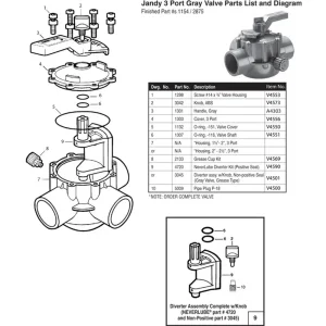 Jandy 2″ to 2-/1/2″ 3-Way Valve (#2875)