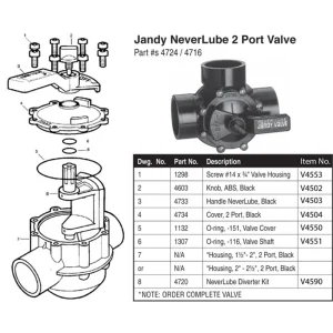 Jandy 2″ To 2-1/2″ Never Lube 2 Port Valve (#4716)
