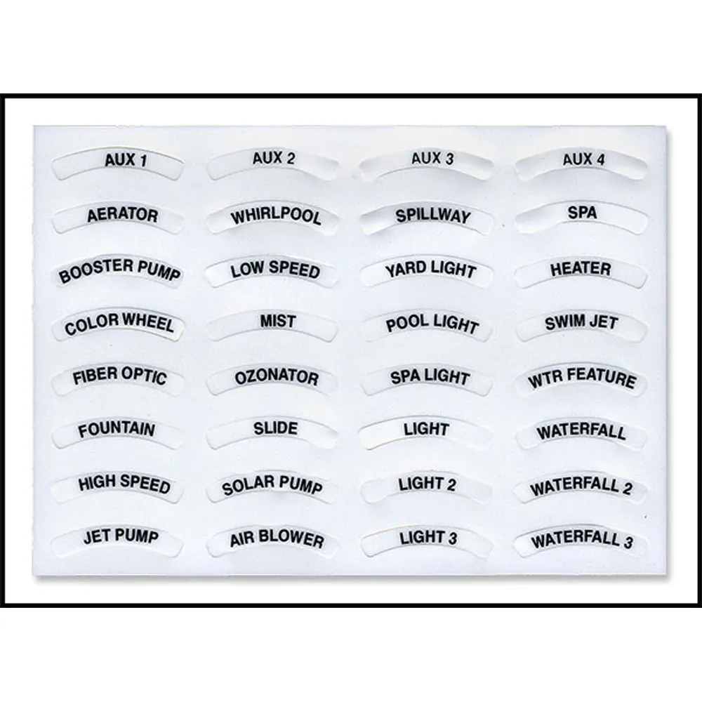 Jandy #5400 Decal Set for 4-Function Spa Side Remote