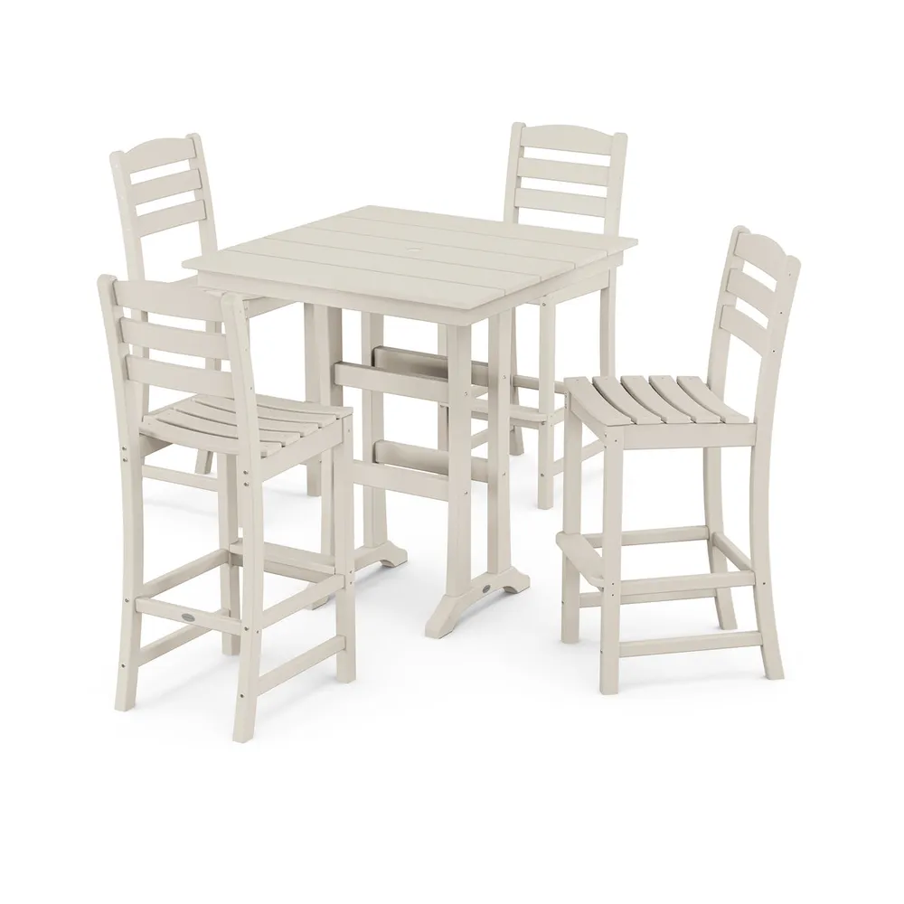 La Casa Café 5 Piece Farmhouse Trestle Bar Set