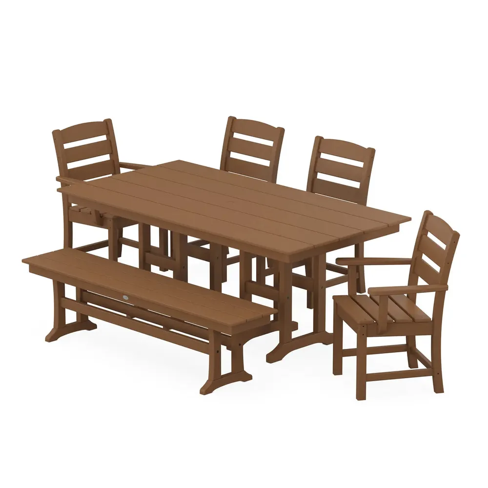 Lakeside 6 Piece Farmhouse Dining Set W/ Bench