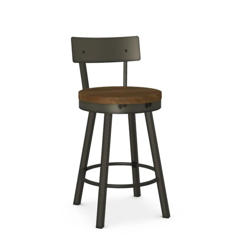 Lauren Swivel Metal Wood Counter Stool