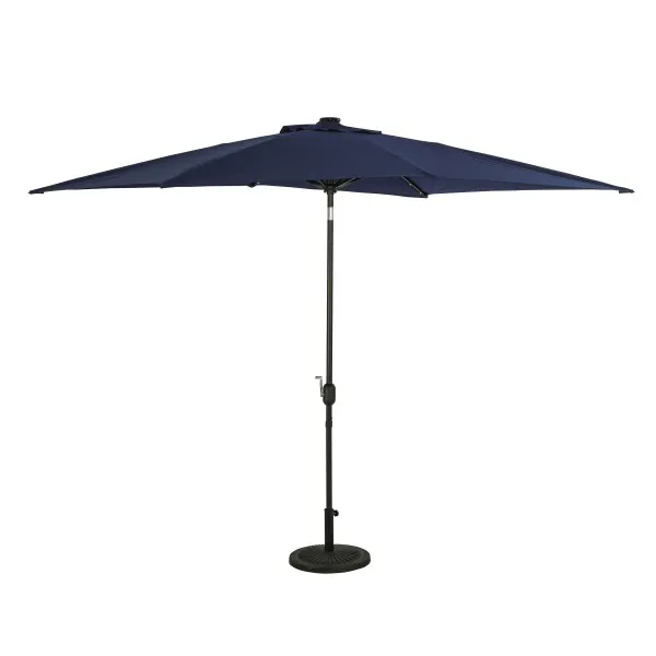 Nassau 6.5′ x 10′ Rectangular Market Umbrella with LED Lights – Navy Blue