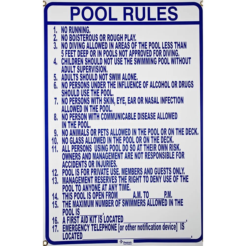 North Carolina Pool Rules Sign