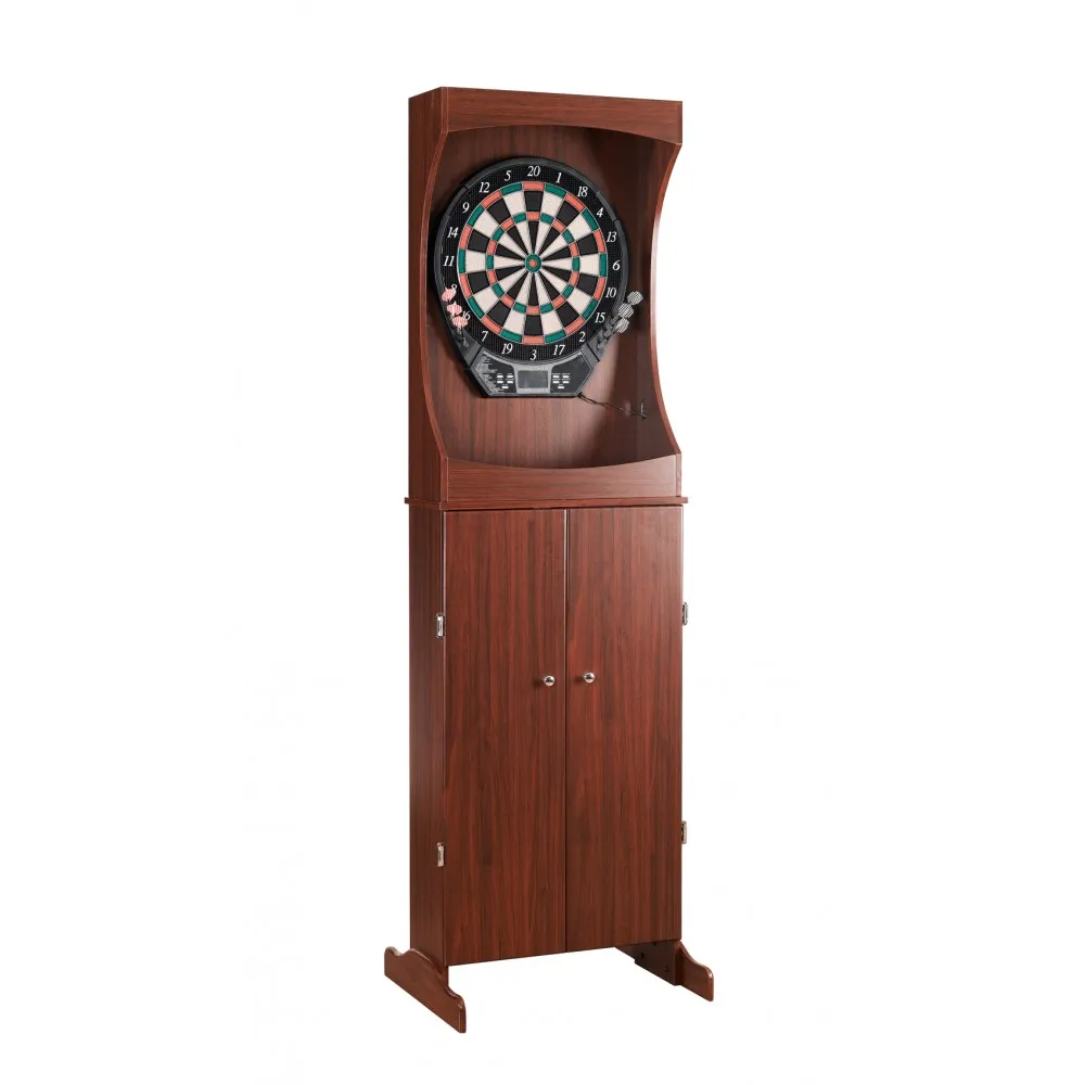 Outlaw Free Standing Dartboard & Cabinet Set – Cherry Finish