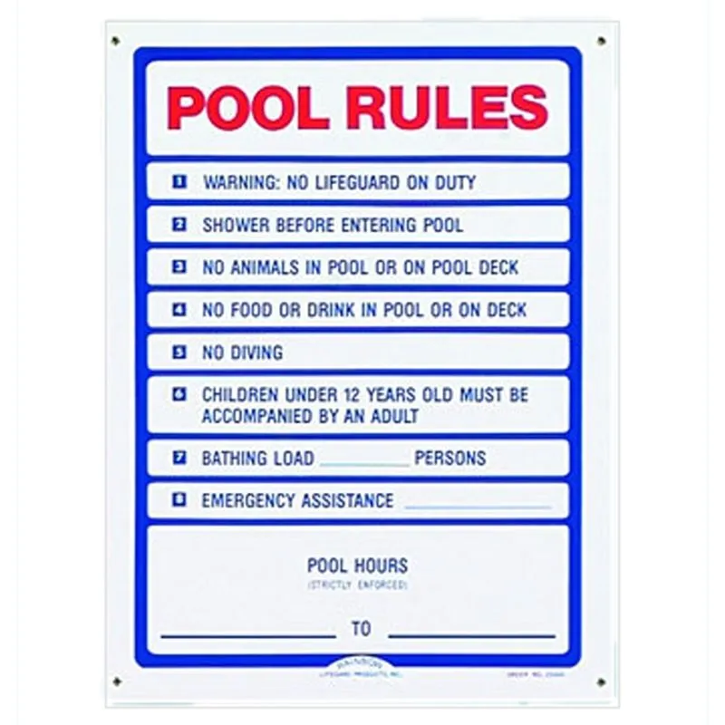 Pool Rules Sign