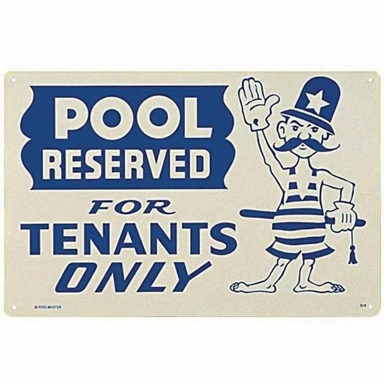 Poolmaster 18×12 in Pool Reserved Tenants Only Sign English