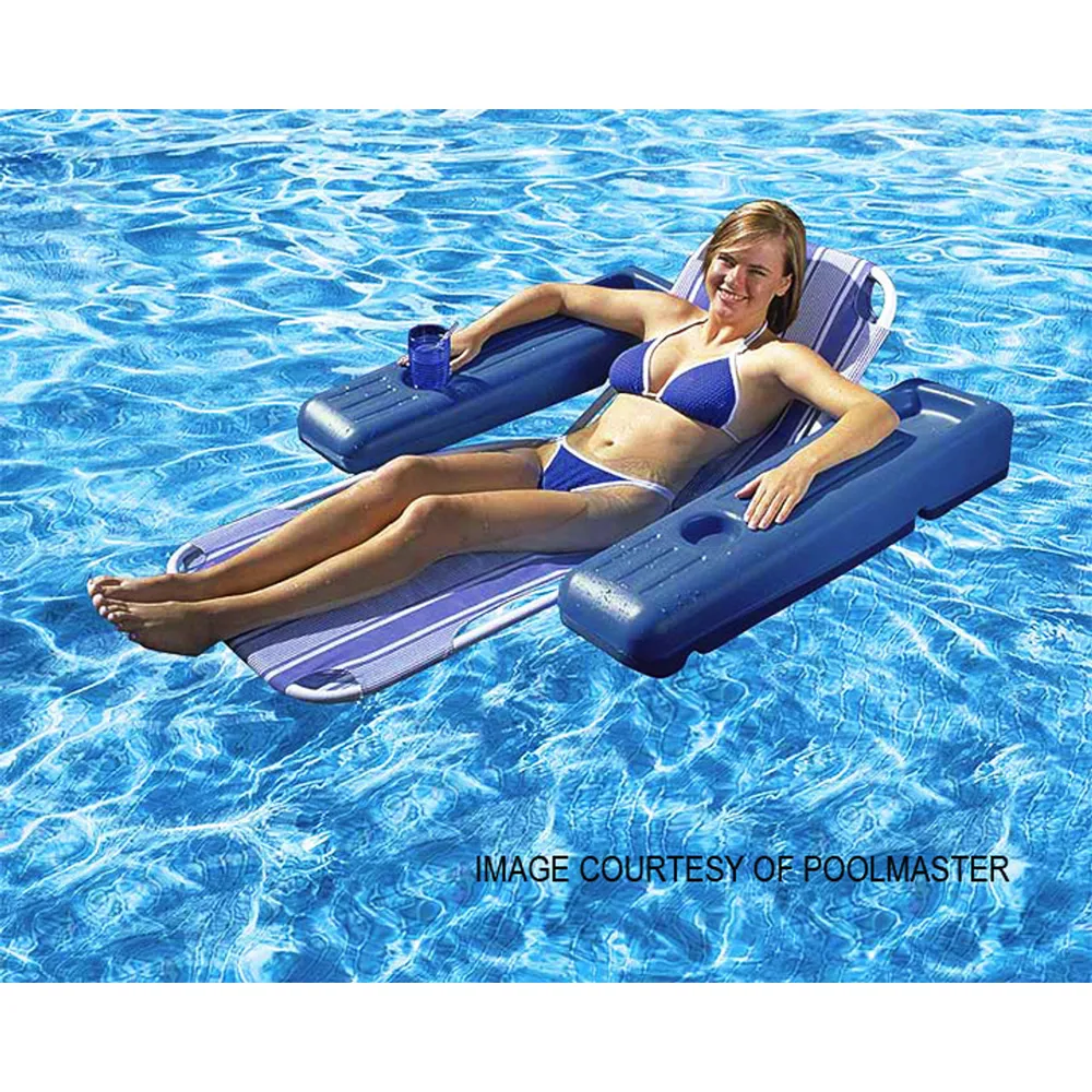 Poolmaster Caribbean Floating Lounge With Blue Sketch Pattern (#70727)