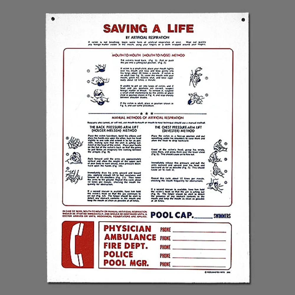 Poolmaster “Combo Saving A Life/ Emergency” Sign (#40366)