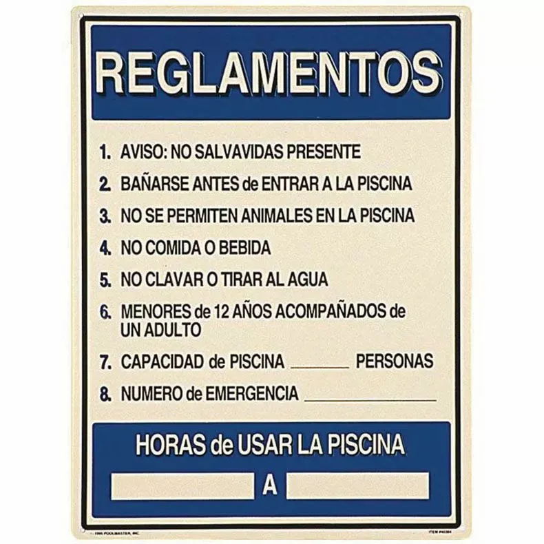 Poolmaster Pool Rules Sign, 18×24 in, Spanish