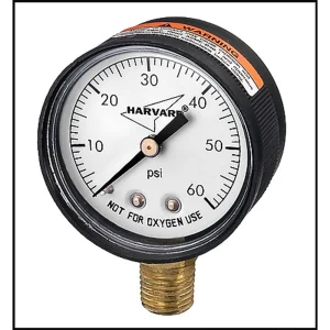Pressure Gauge 1/4″ MPT bottom connector – Plastic casing – Harvard Brand