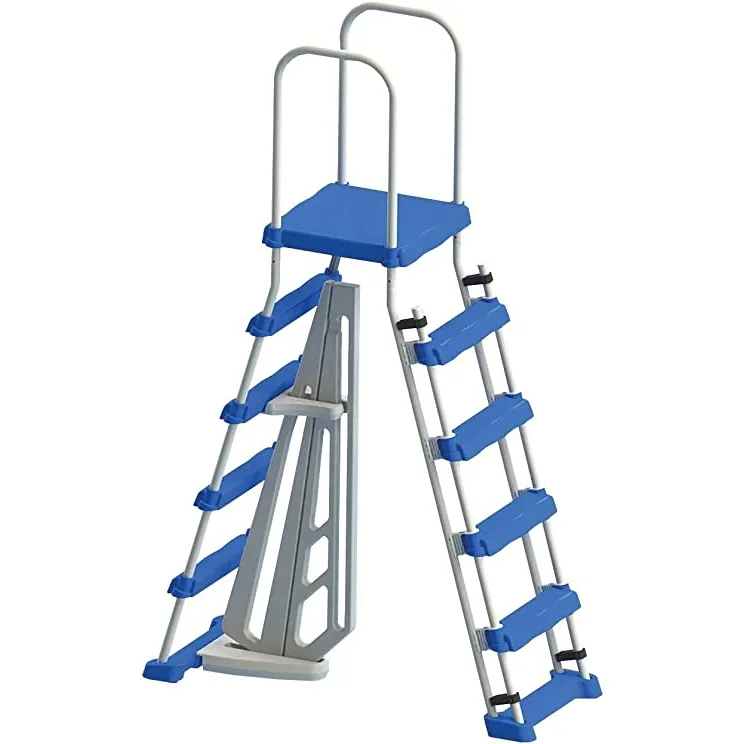 Swimline 48″-52″ Above Ground Pool Wall A-Frame Entry Ladder with Safety Barrier
