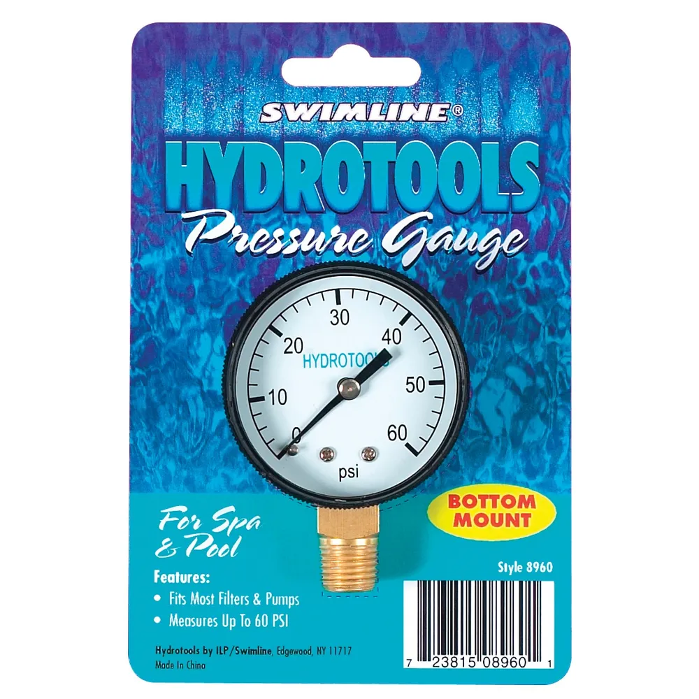 Swimline 8962 Bottom Mount Pressure Gauge, 60 PSI Standard