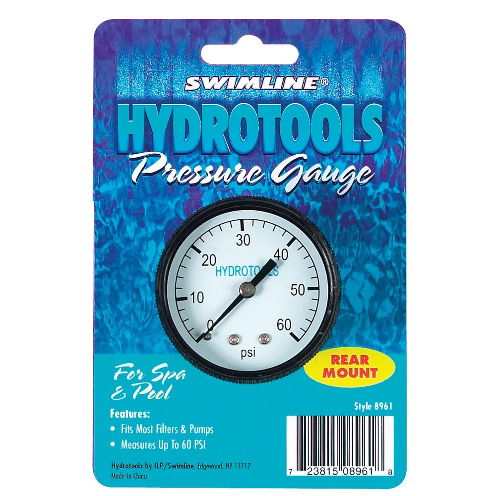 Swimline 8963 Rear Mount Pressure Gauge, 60 PSI Standard