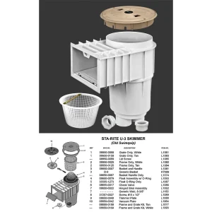 Swimquip #08650-5403 Wall Skimmer U-3 2″ Threaded with Tan Lid and Ring