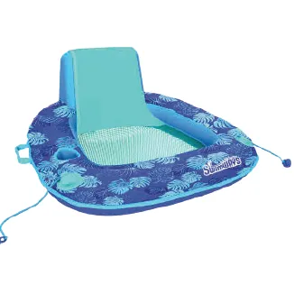 Swimways Spring Float Sun Seat Blue Tropical Leaf Elite