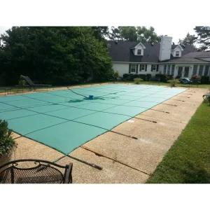 Tara Premium 16′ x 40′ 6R/2R Rectangle Solid Safety Cover w/Full Length Drain, Gn