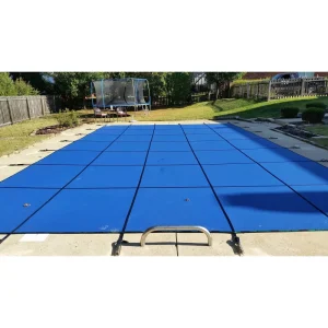 Tara Premium 18′ x 36′ 4R Rectangle Solid Safety Cover w/4×8 LS & Full Length Drain, Bl