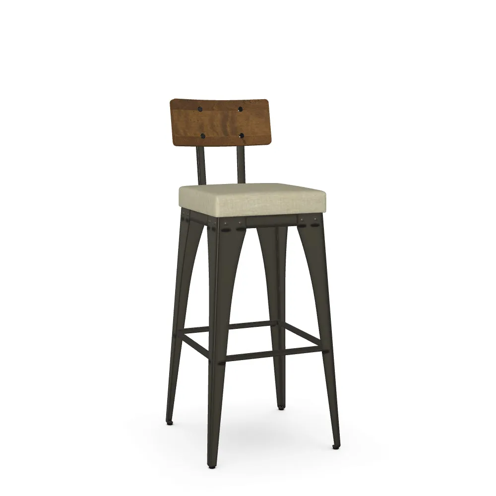 Upright Barstool – Material Seat/Wood Back