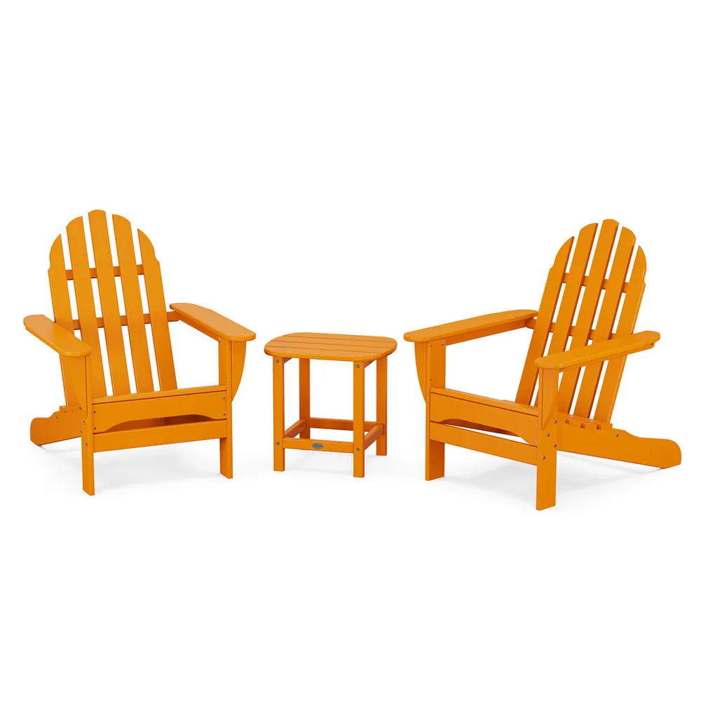 Vineyard 3 Piece Adirondack Set W/ 18″ South Beach Side Table