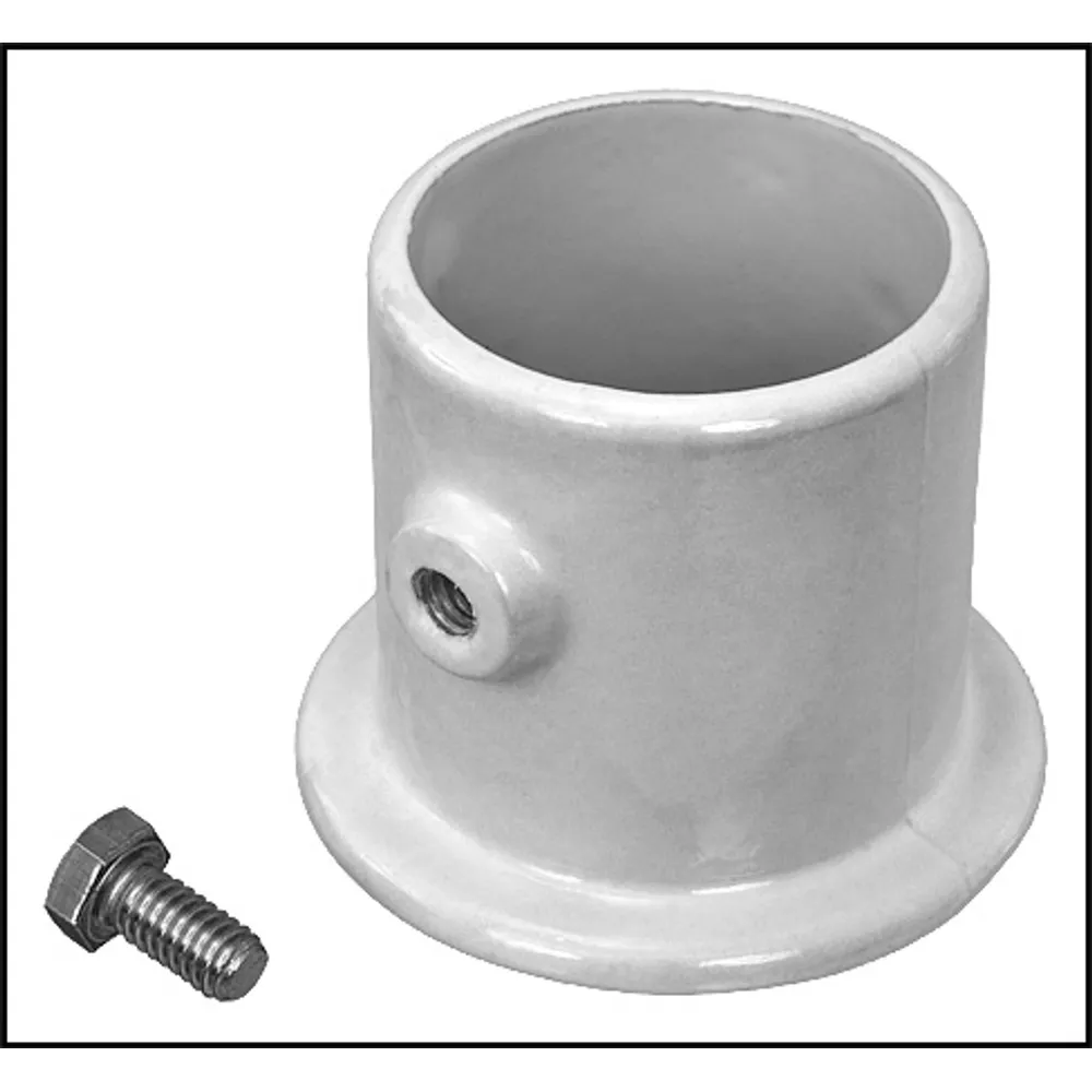 WHITE ALUMINUM DECK FLANGE 1.9″ O.D. RAIL – CENTER HOLE,PF-2119-L